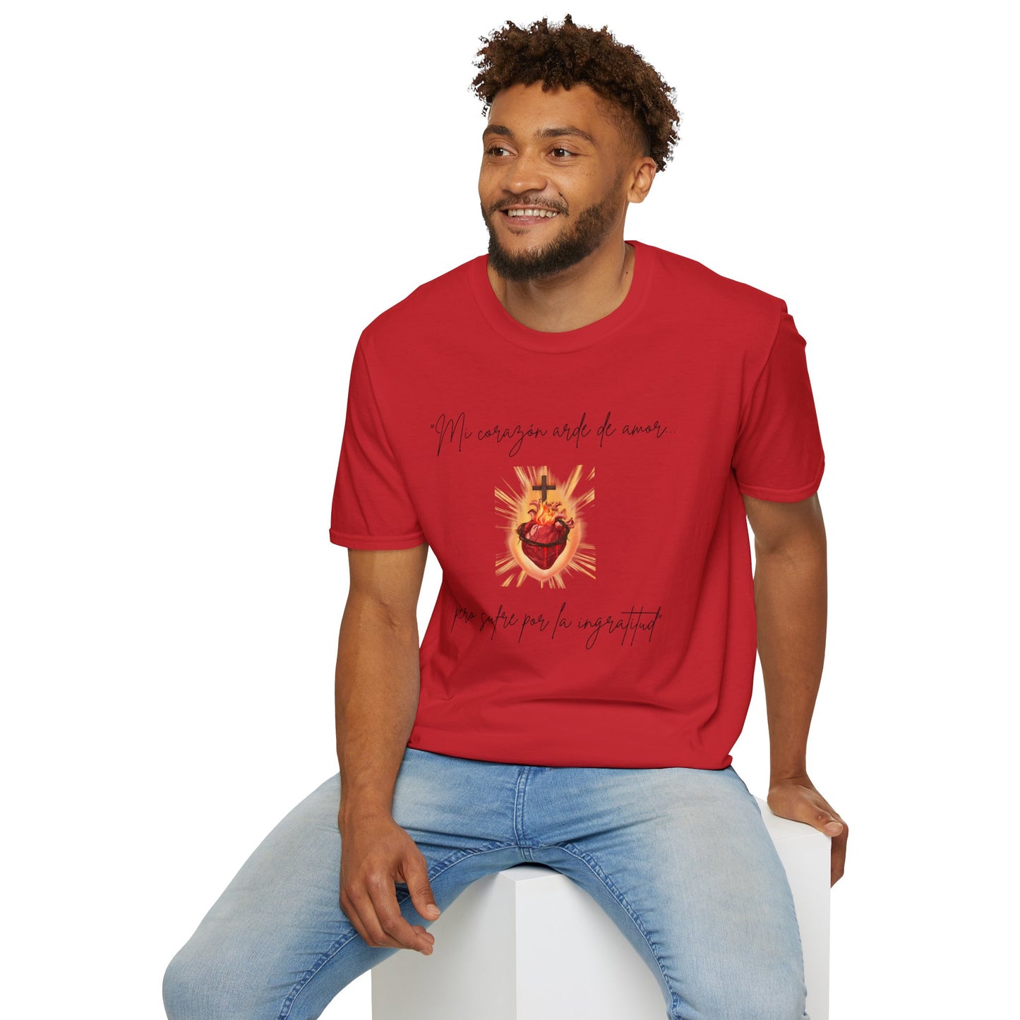 Sacred Heart T-Shirt — "Mi corazón arde de amor" Religious Devotional Tee