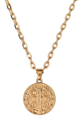 Gold Embossed St. Benedict Pendant