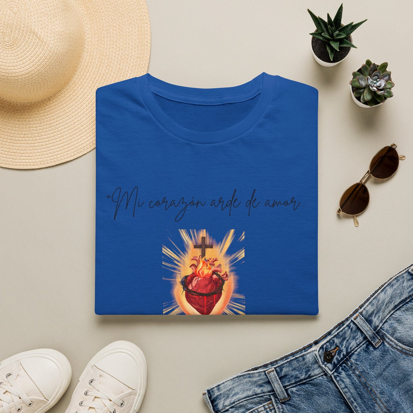 Sacred Heart T-Shirt — "Mi corazón arde de amor" Religious Devotional Tee