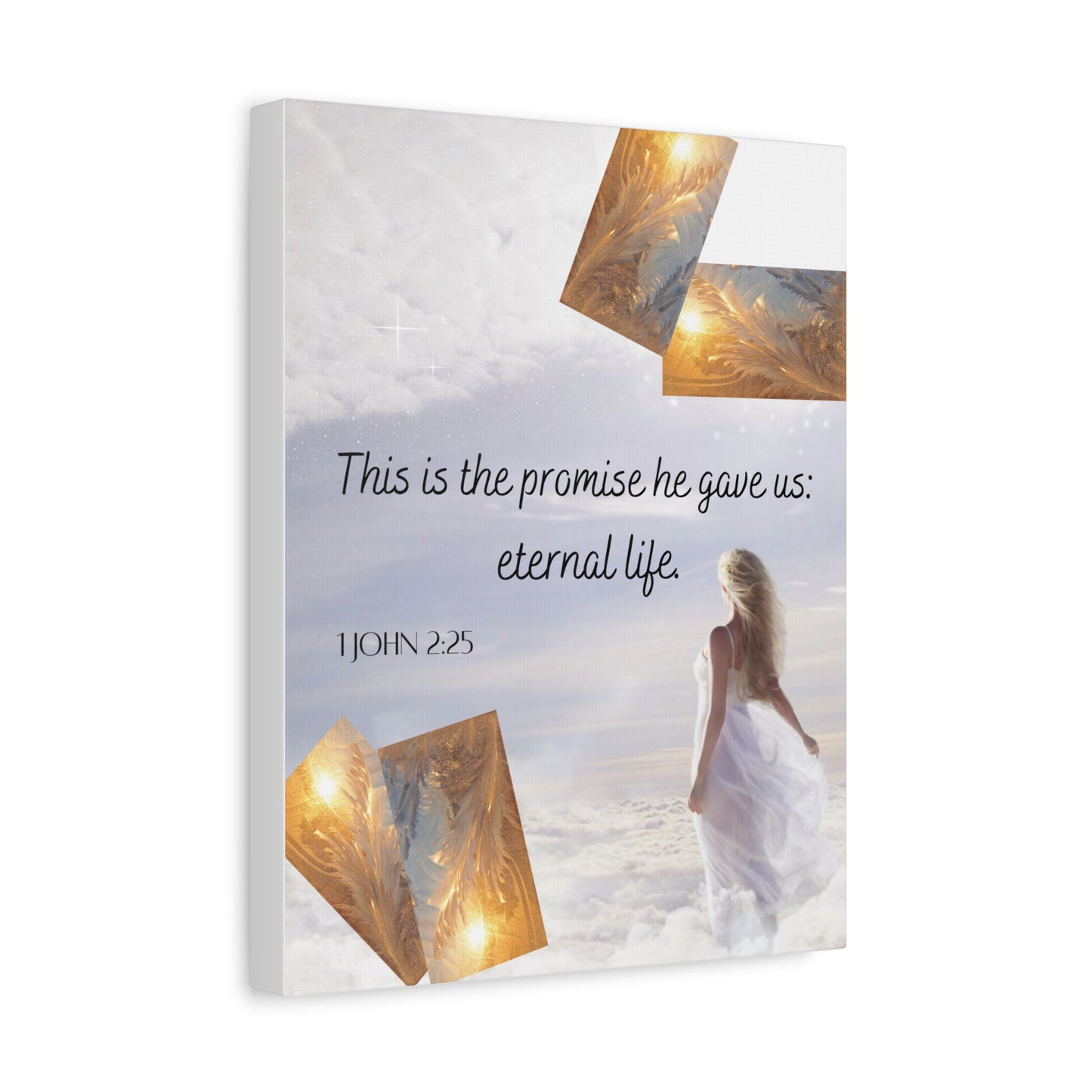 Religious Canvas Wall Art – "This is the promise he gave us: eternal life" (1 John 2:25)