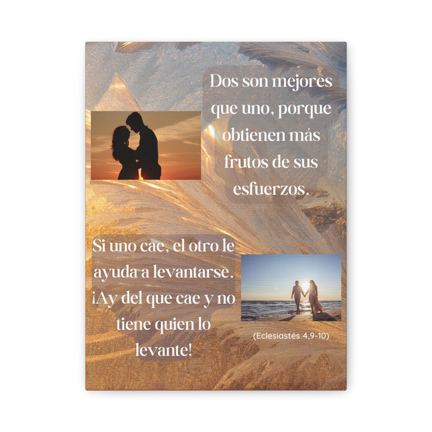 Bible Verse Canvas - 'Dos son mejores que uno' Romantic Couple Wall Art