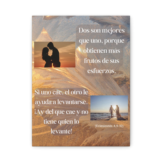 Bible Verse Canvas - 'Dos son mejores que uno' Romantic Couple Wall Art