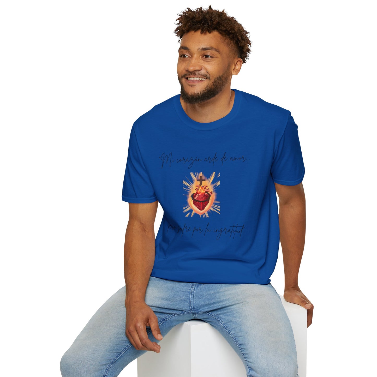 Sacred Heart T-Shirt — "Mi corazón arde de amor" Religious Devotional Tee