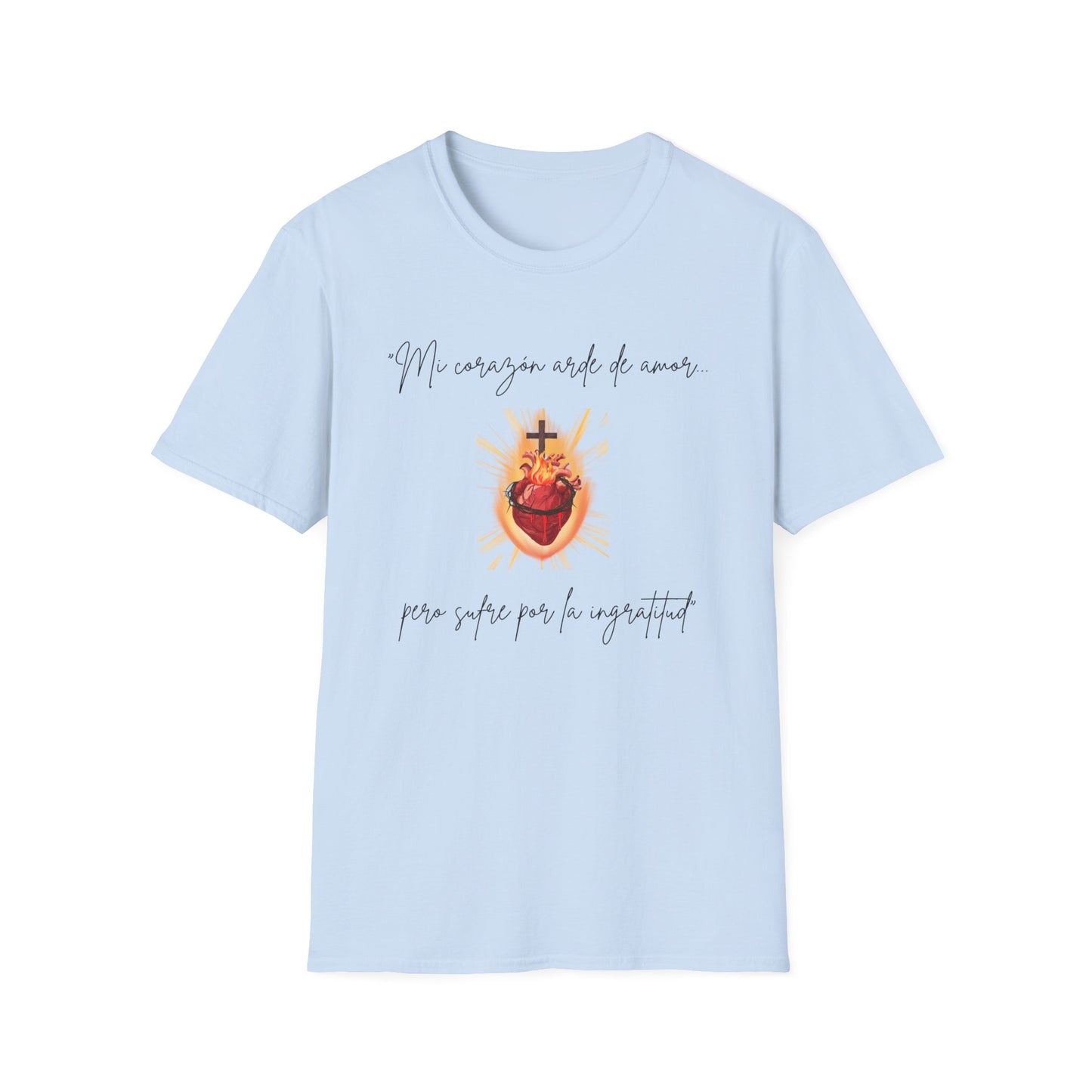 Sacred Heart T-Shirt — "Mi corazón arde de amor" Religious Devotional Tee