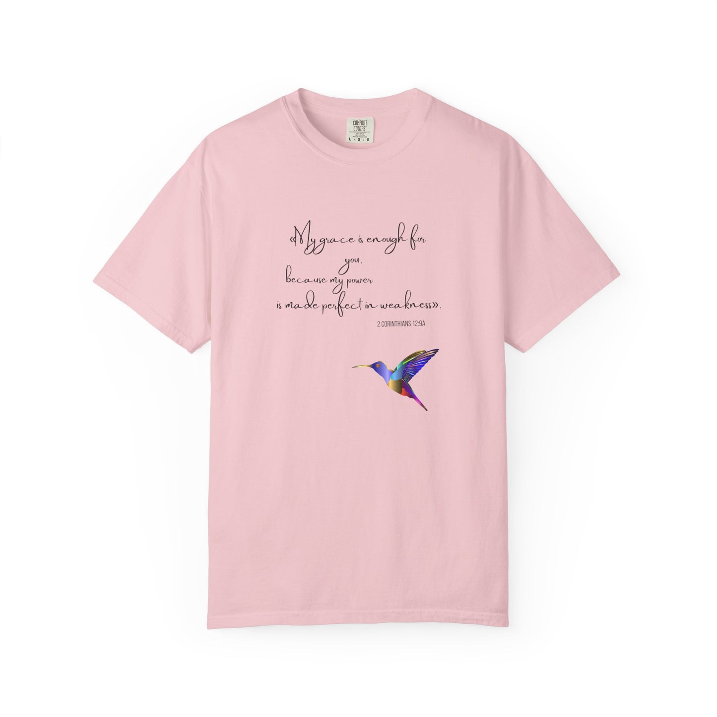 Inspirational Hummingbird T-Shirt — "My grace is enough for you" Faith Graphic Tee