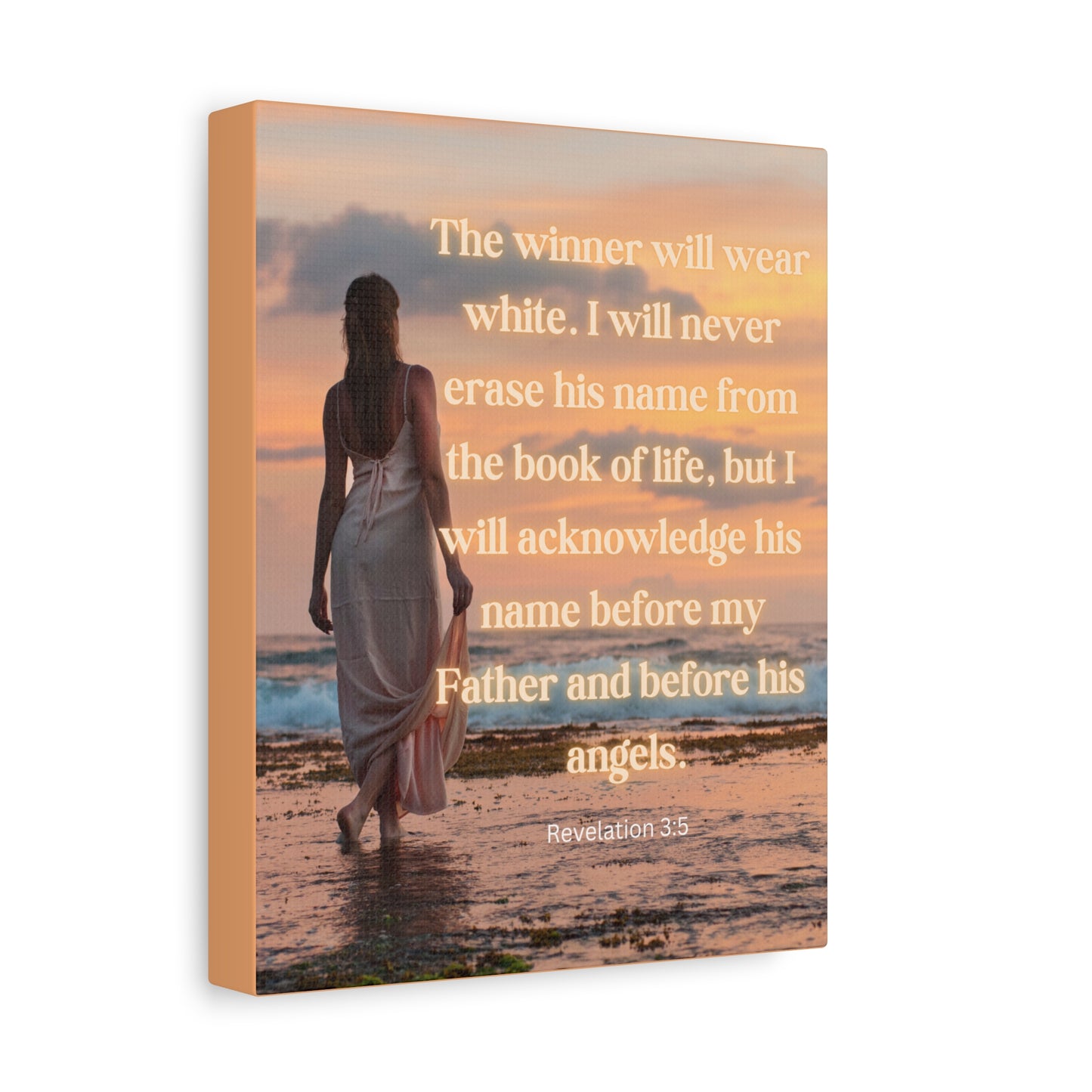 Bible Verse Canvas Wall Art —"The winner will wear white..."
