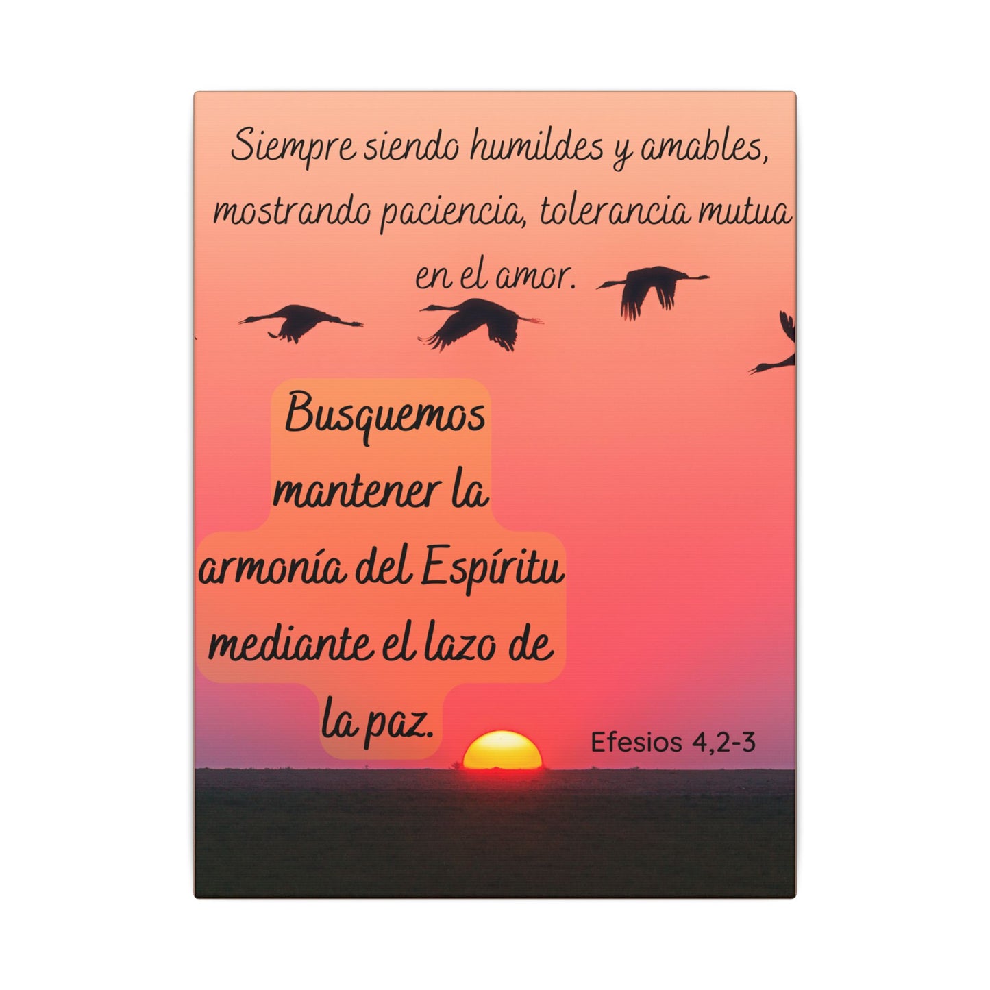 Canvas Wall Art — "...busquemos mantener la armonía..." (Efesios 4:2-3) Sunset Peace