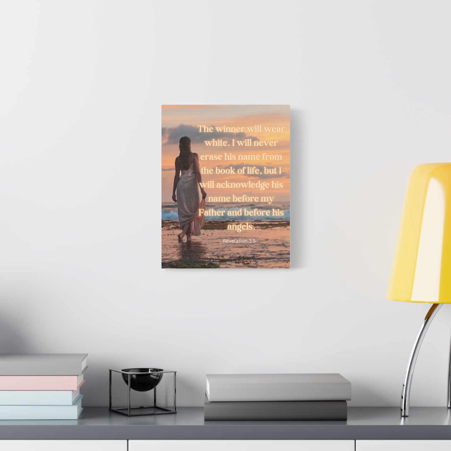 Bible Verse Canvas Wall Art —"The winner will wear white..."