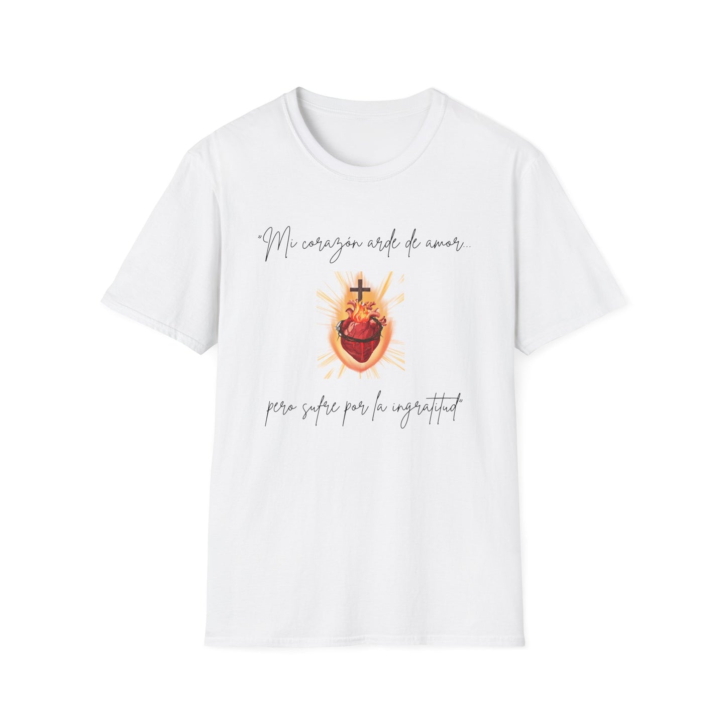 Sacred Heart T-Shirt — "Mi corazón arde de amor" Religious Devotional Tee