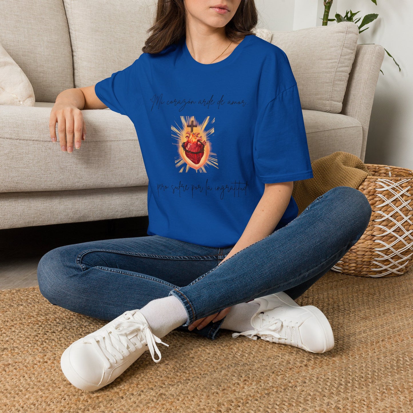 Sacred Heart T-Shirt — "Mi corazón arde de amor" Religious Devotional Tee