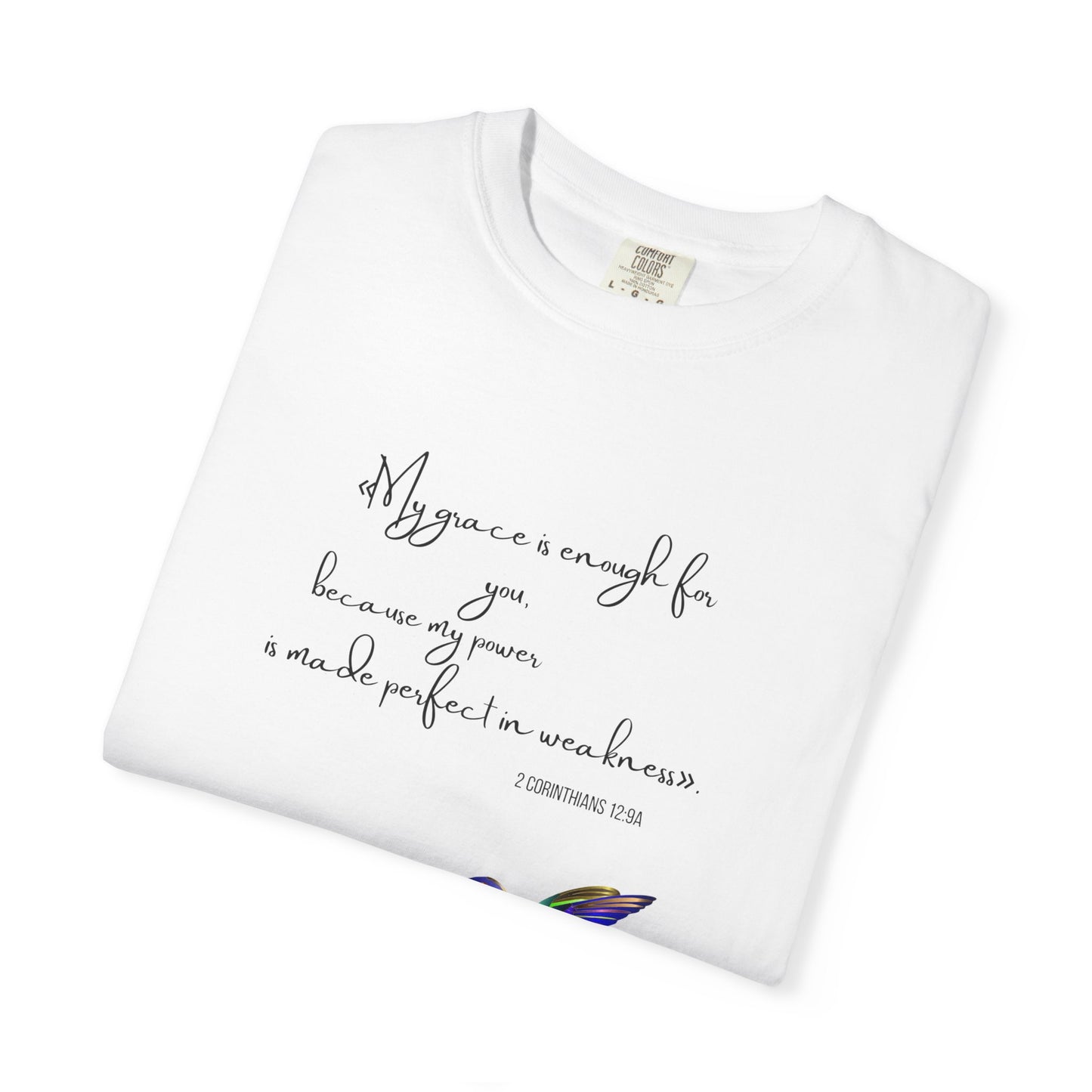Inspirational Hummingbird T-Shirt — "My grace is enough for you" Faith Graphic Tee