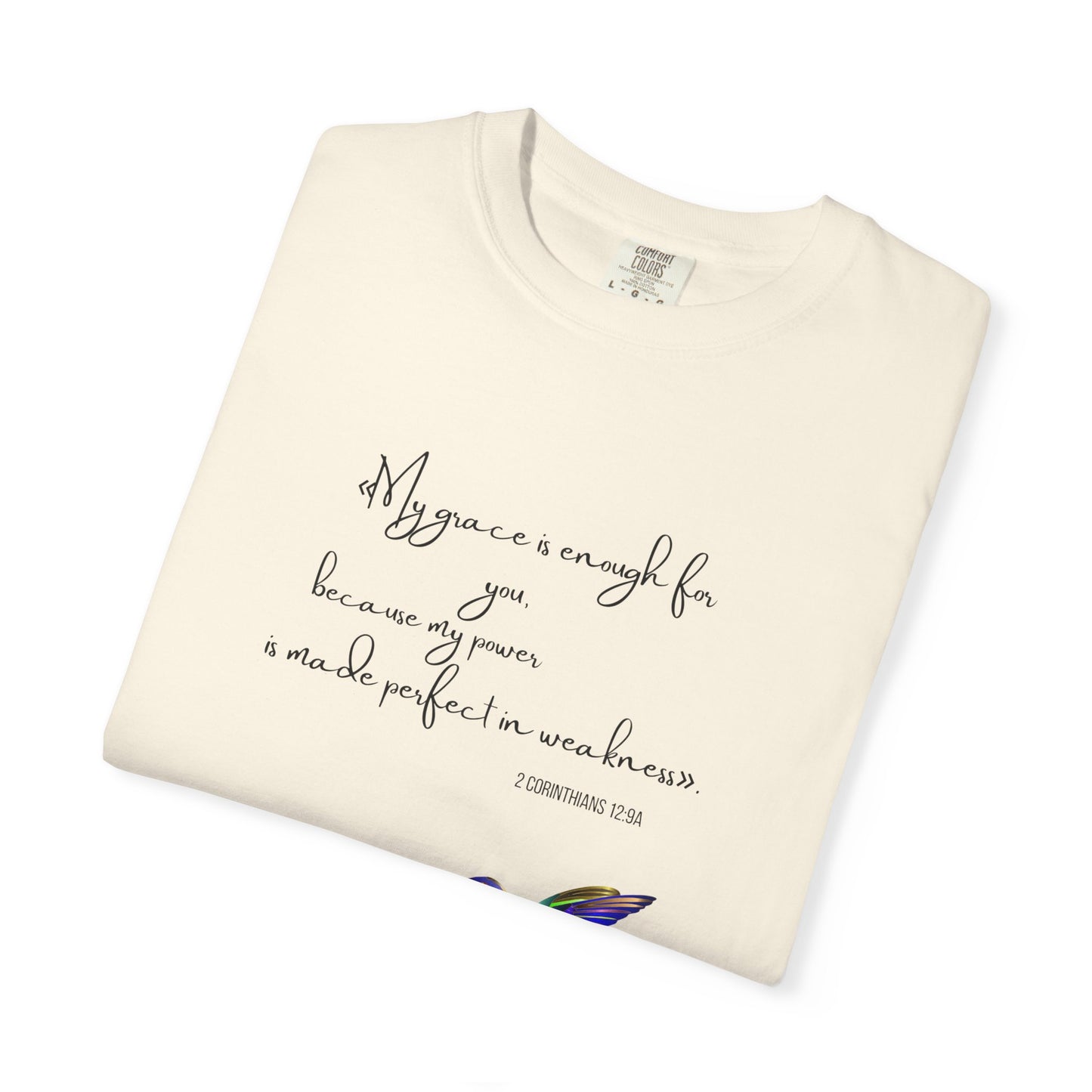 Inspirational Hummingbird T-Shirt — "My grace is enough for you" Faith Graphic Tee