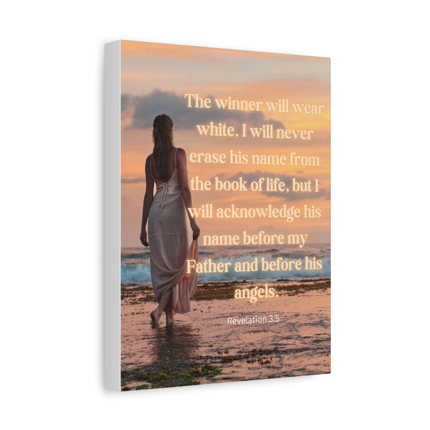 Bible Verse Canvas Wall Art —"The winner will wear white..."