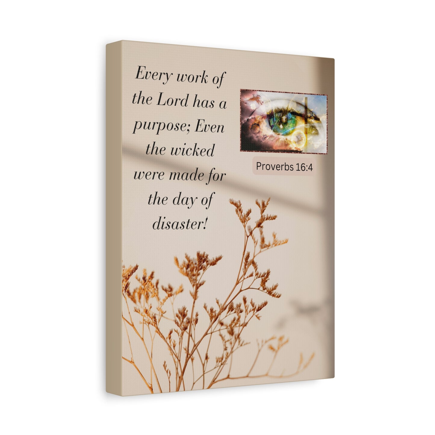Proverbs 16:4 Canvas Wall Art — Inspirational Biblical Quote Matte Canvas