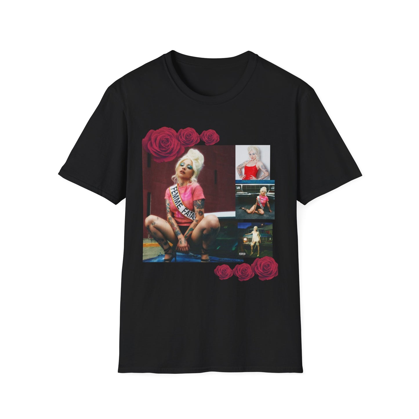 MonLaferte collection T‑Shirt — Roses & Sash Pop Art Tee