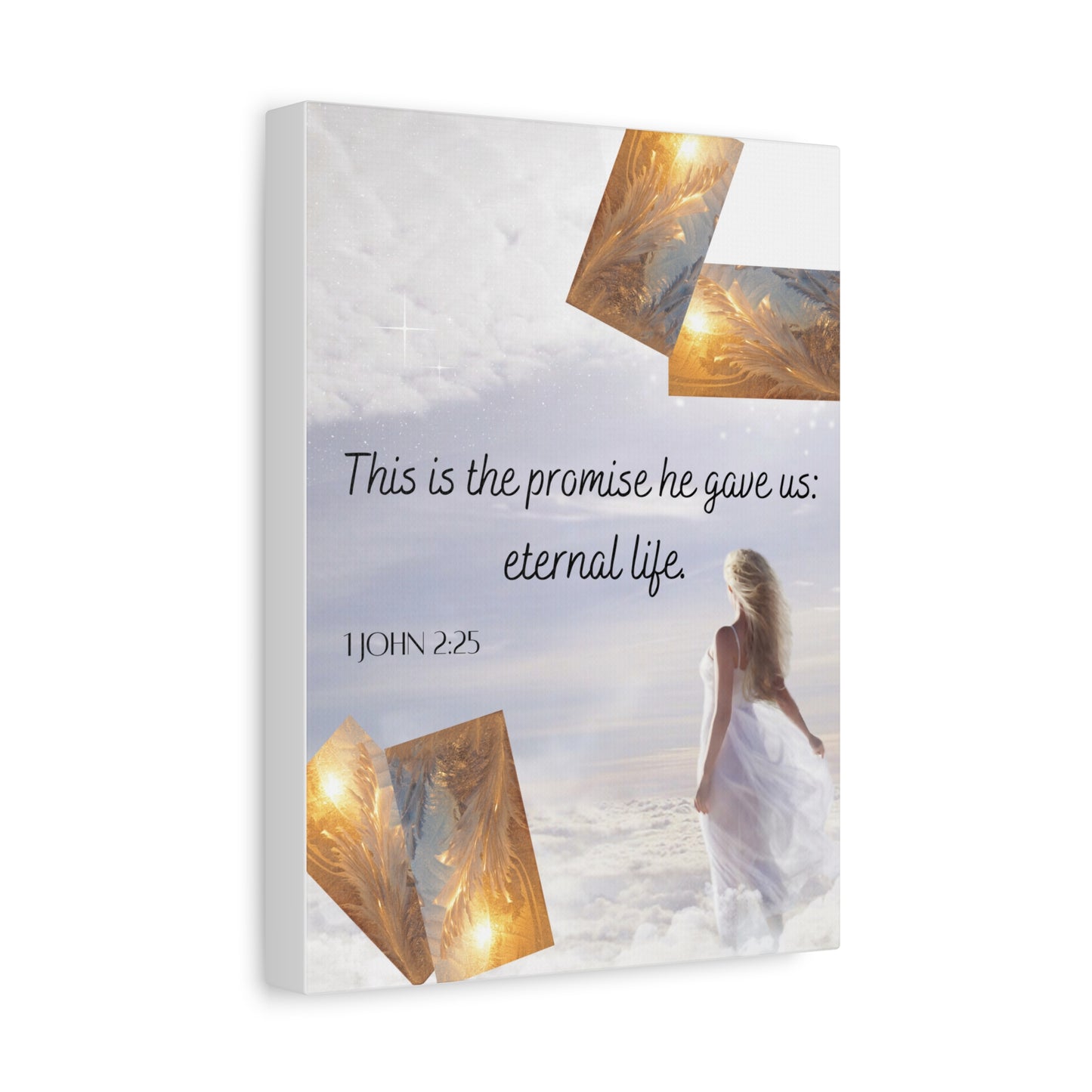 Religious Canvas Wall Art – "This is the promise he gave us: eternal life" (1 John 2:25)