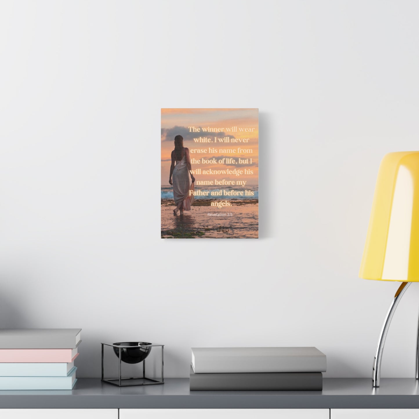 Bible Verse Canvas Wall Art —"The winner will wear white..."