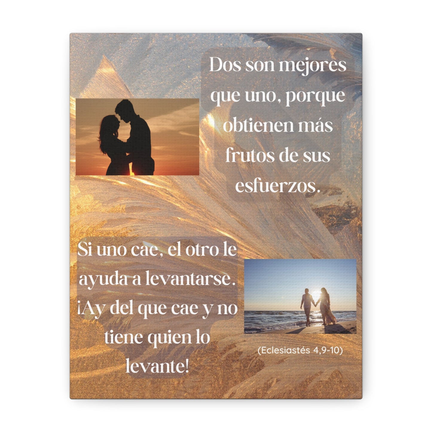 Bible Verse Canvas - 'Dos son mejores que uno' Romantic Couple Wall Art