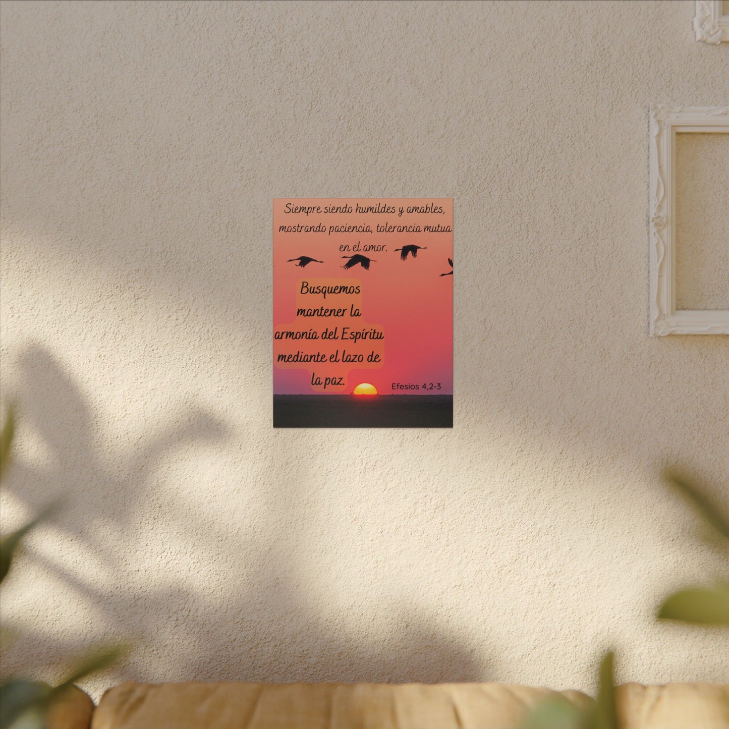 Canvas Wall Art — "...busquemos mantener la armonía..." (Efesios 4:2-3) Sunset Peace