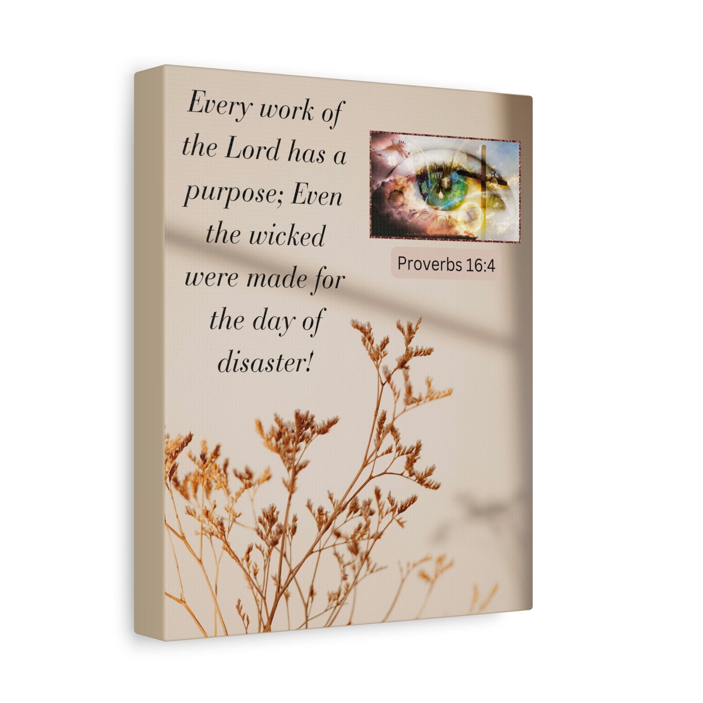 Proverbs 16:4 Canvas Wall Art — Inspirational Biblical Quote Matte Canvas