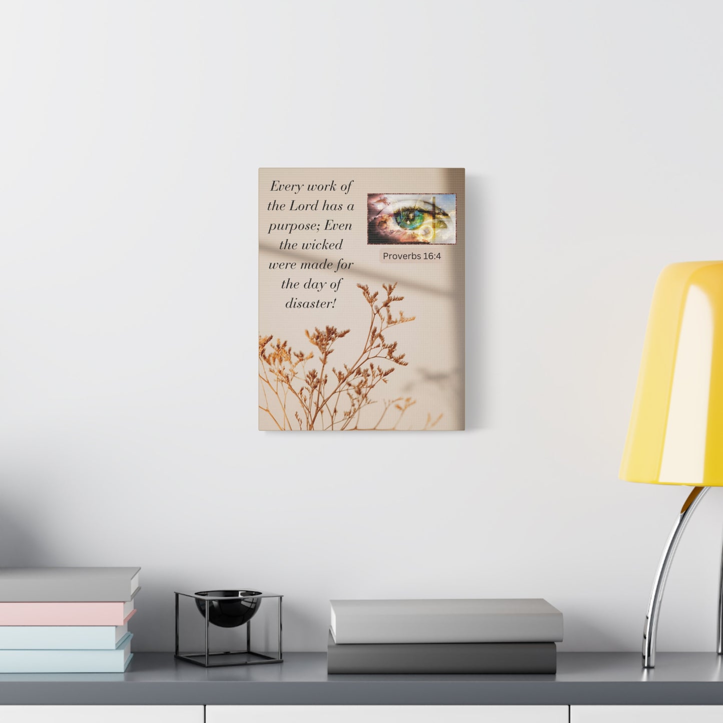 Proverbs 16:4 Canvas Wall Art — Inspirational Biblical Quote Matte Canvas