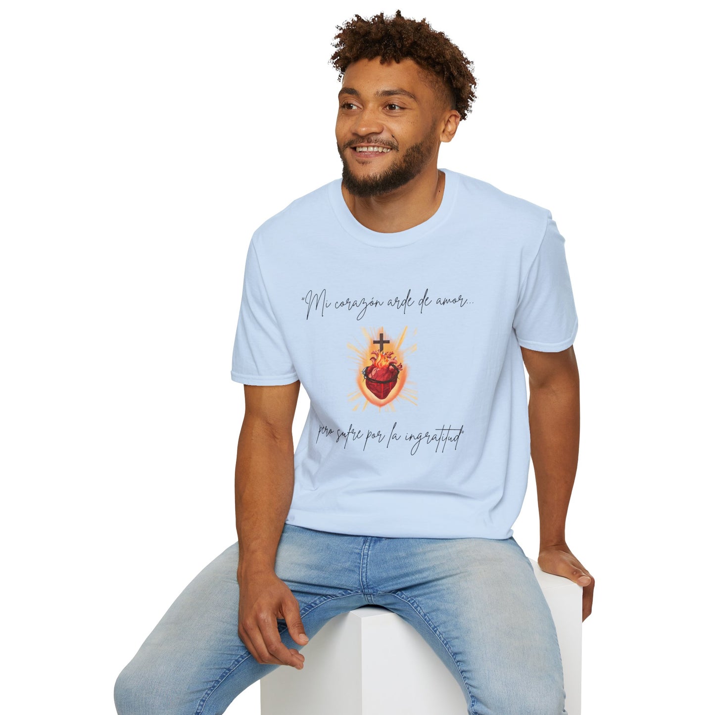 Sacred Heart T-Shirt — "Mi corazón arde de amor" Religious Devotional Tee