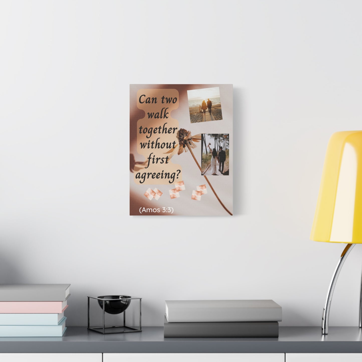 Inspirational Bible Verse Canvas - "Can two walk together without first agreeing? (Amos 3:3)"
