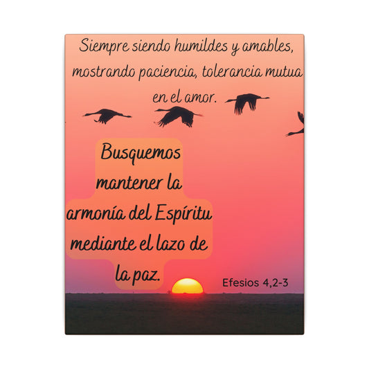 Canvas Wall Art — "...busquemos mantener la armonía..." (Efesios 4:2-3) Sunset Peace