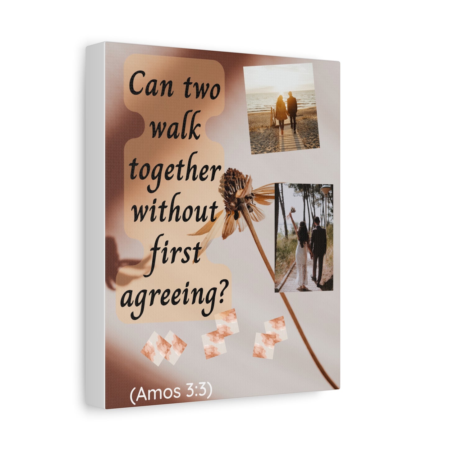 Inspirational Bible Verse Canvas - "Can two walk together without first agreeing? (Amos 3:3)"