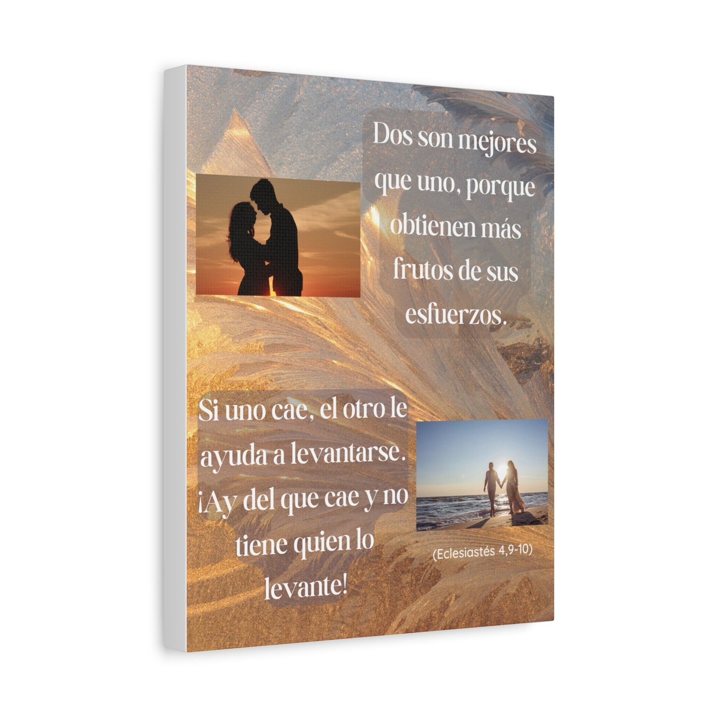 Bible Verse Canvas - 'Dos son mejores que uno' Romantic Couple Wall Art