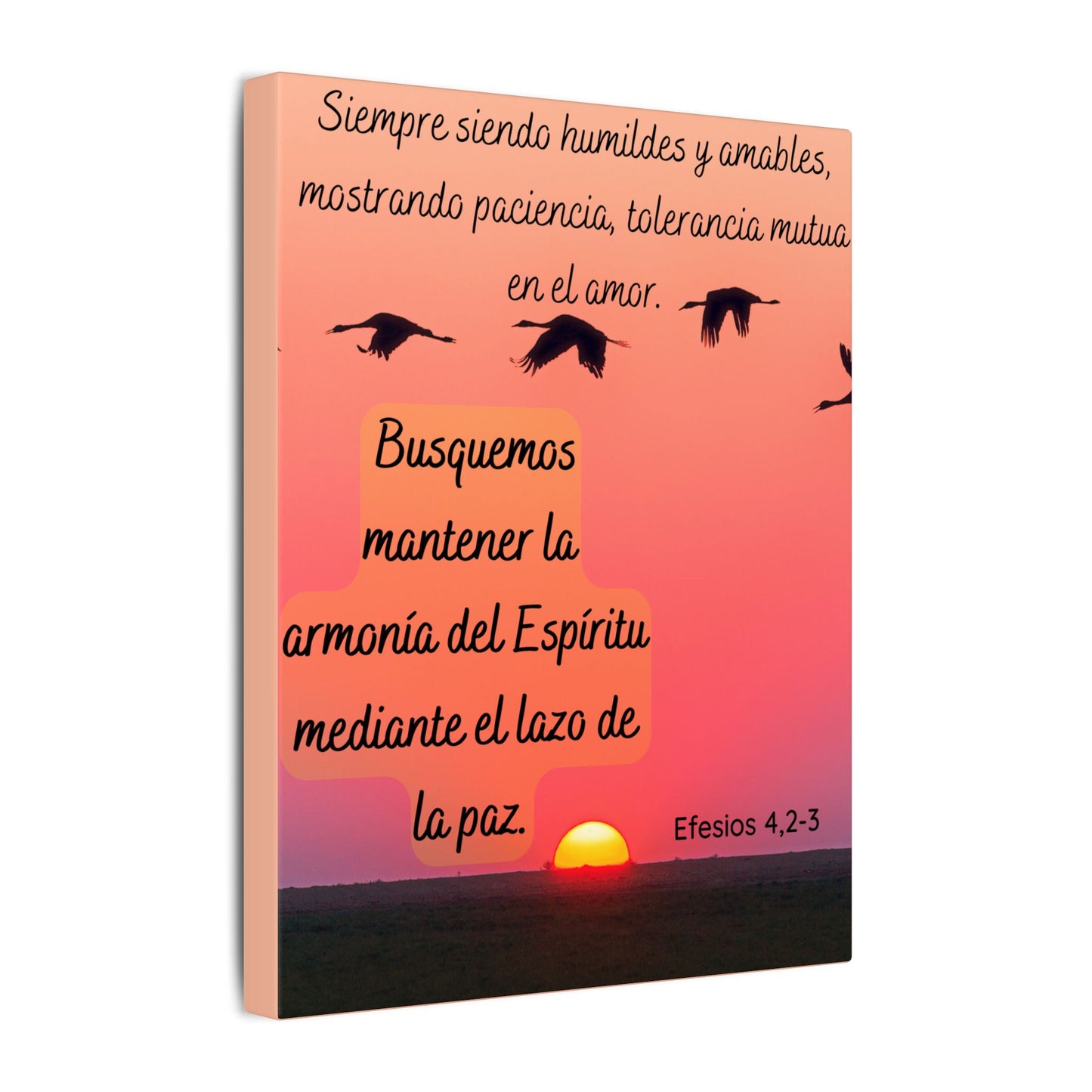 Canvas Wall Art — "...busquemos mantener la armonía..." (Efesios 4:2-3) Sunset Peace