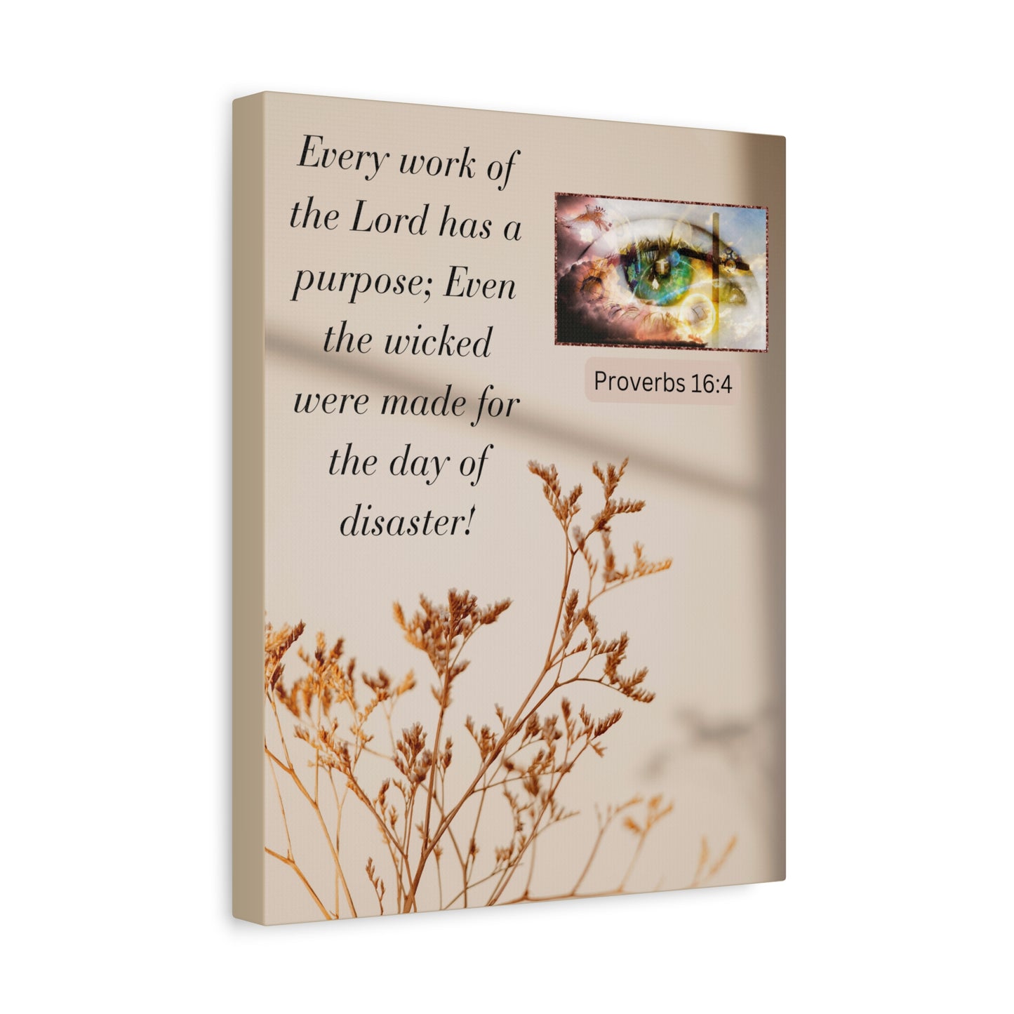 Proverbs 16:4 Canvas Wall Art — Inspirational Biblical Quote Matte Canvas
