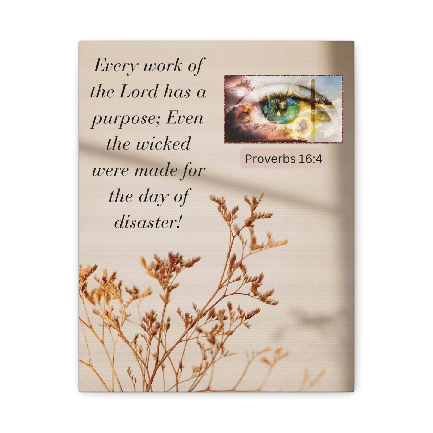 Proverbs 16:4 Canvas Wall Art — Inspirational Biblical Quote Matte Canvas