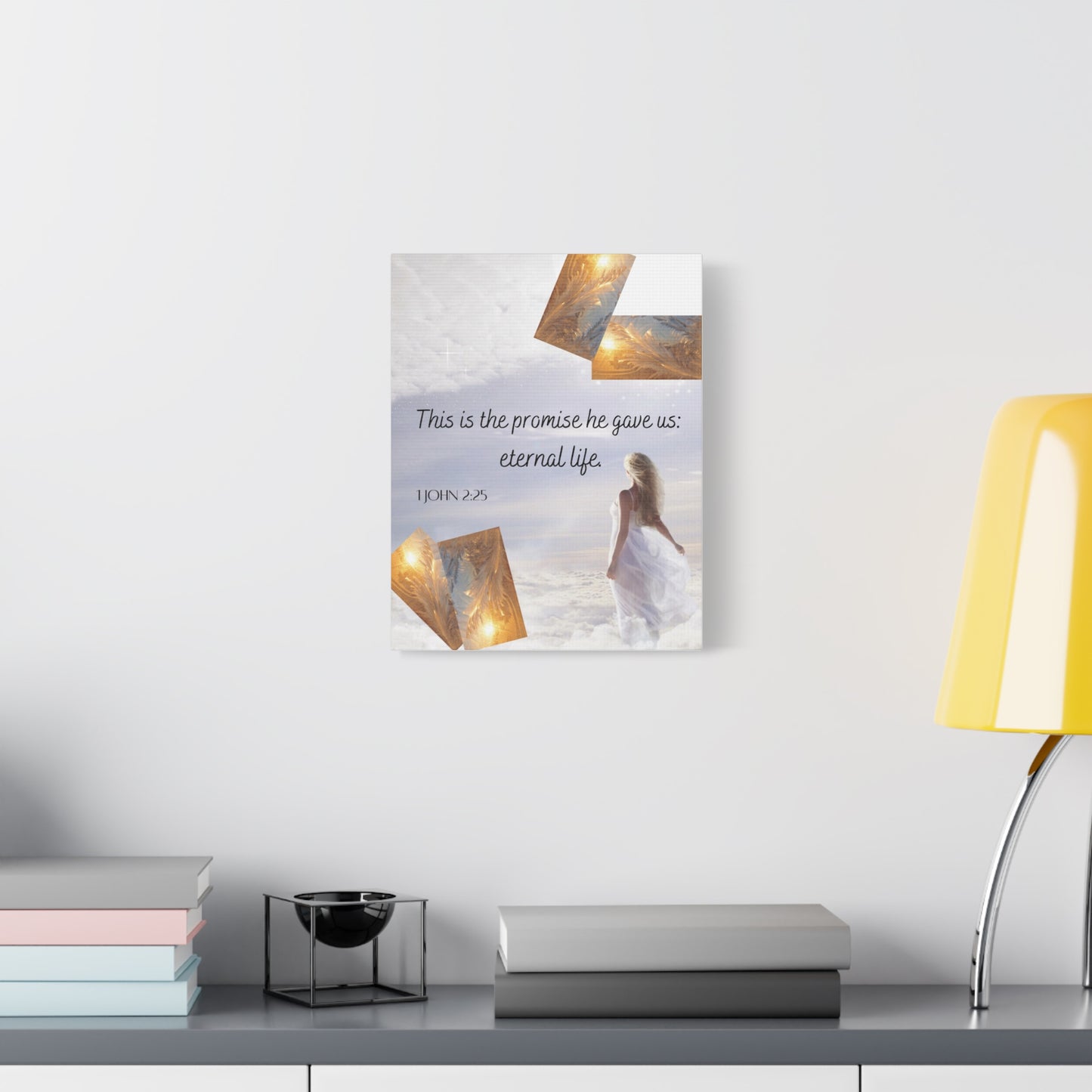 Religious Canvas Wall Art – "This is the promise he gave us: eternal life" (1 John 2:25)