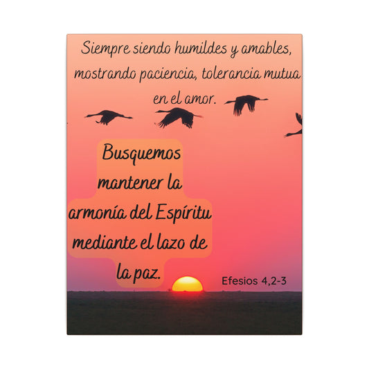 Canvas Wall Art — "...busquemos mantener la armonía..." (Efesios 4:2-3) Sunset Peace