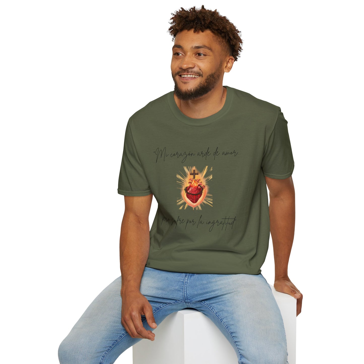 Sacred Heart T-Shirt — "Mi corazón arde de amor" Religious Devotional Tee