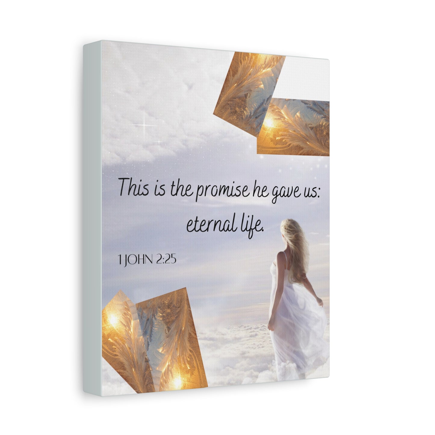 Religious Canvas Wall Art – "This is the promise he gave us: eternal life" (1 John 2:25)