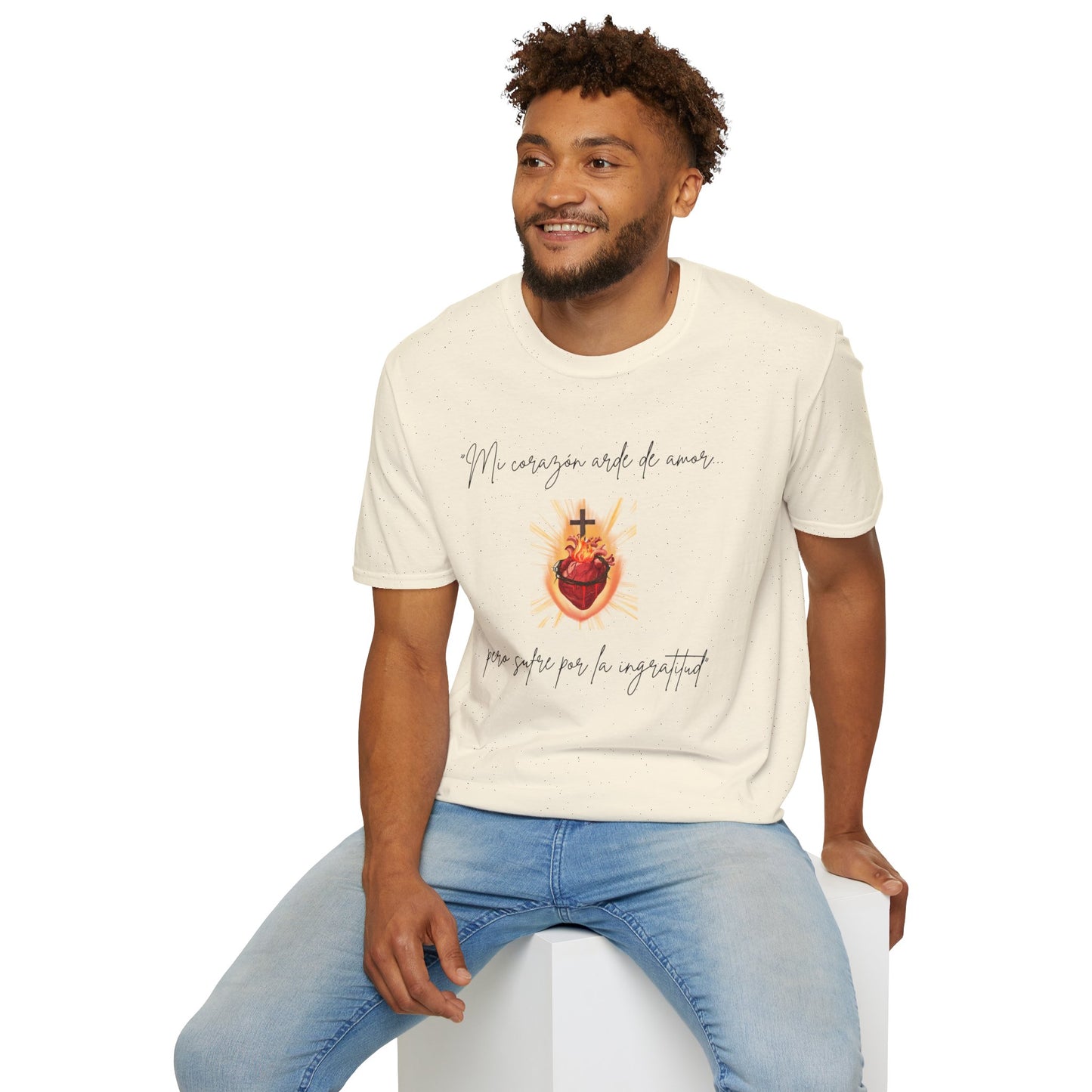 Sacred Heart T-Shirt — "Mi corazón arde de amor" Religious Devotional Tee