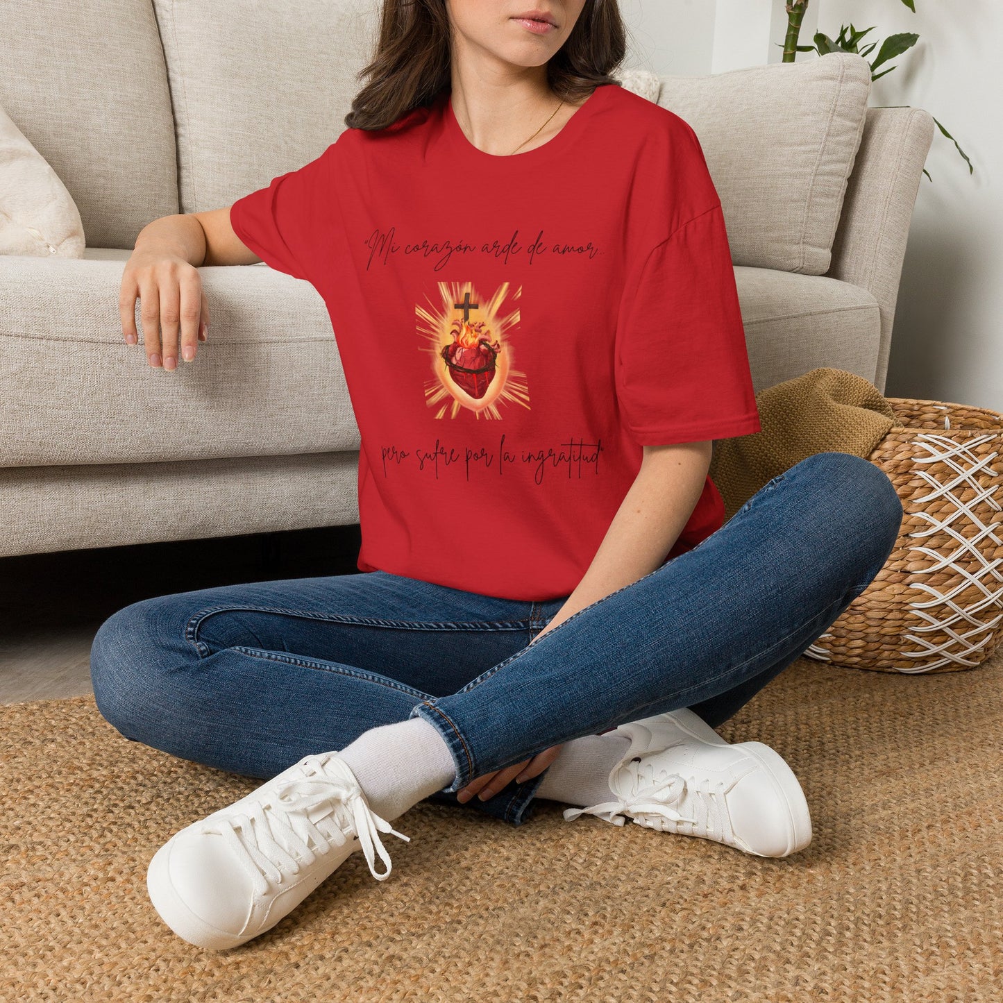 Sacred Heart T-Shirt — "Mi corazón arde de amor" Religious Devotional Tee