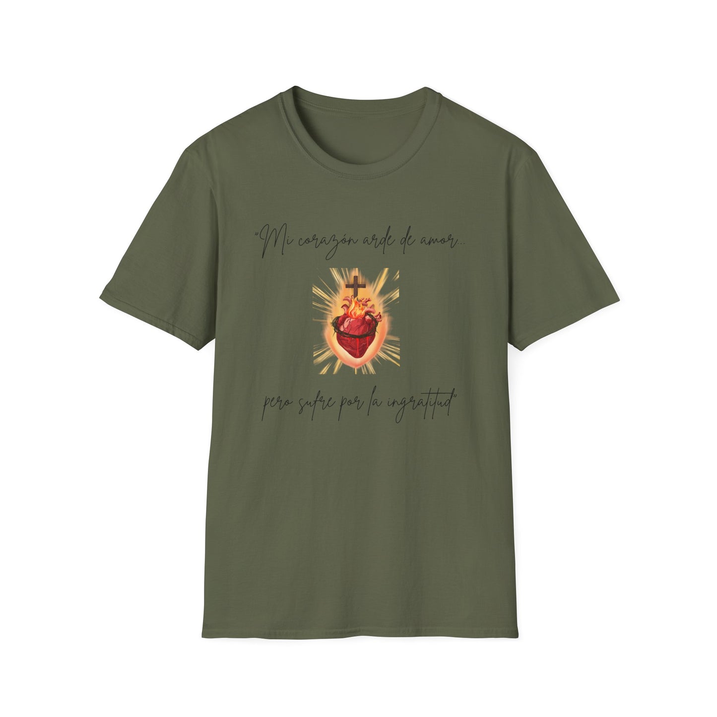 Sacred Heart T-Shirt — "Mi corazón arde de amor" Religious Devotional Tee