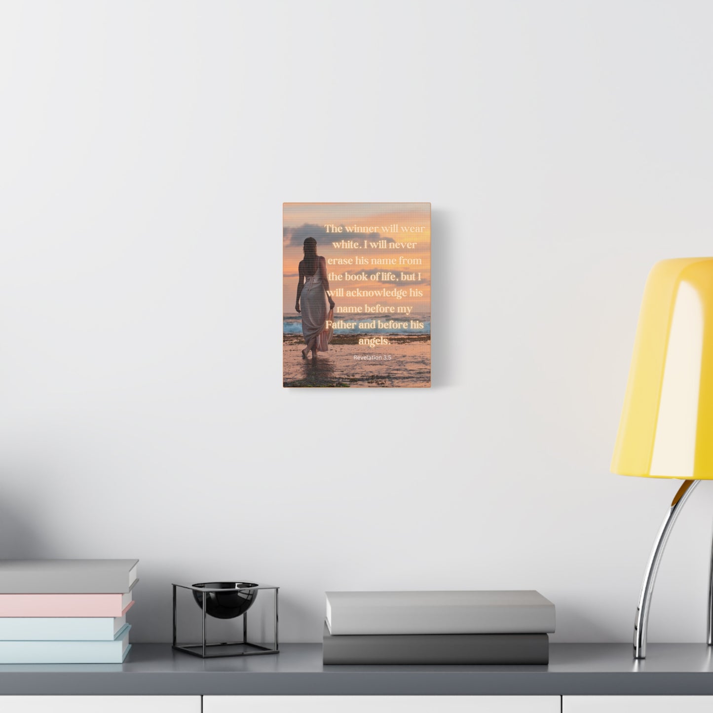Bible Verse Canvas Wall Art —"The winner will wear white..."
