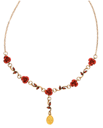 Mary Red Roses Necklace