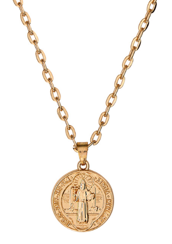 Gold Embossed St. Benedict Pendant